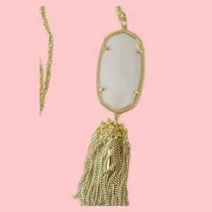 Kendra Scott Rayne White Mother of Pearl 30" Gold Tassel Necklace